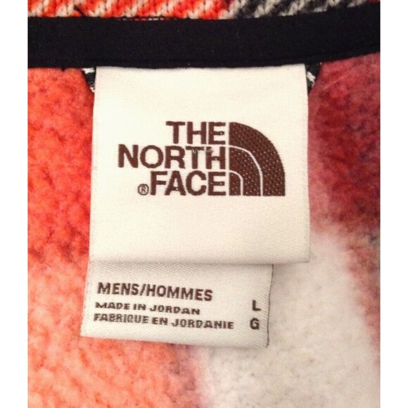 The North Face Jacket Mn L Red Plaid 1/4 Zip Fleece Chore Barn Outdoors Shacket - Picture 10 of 12